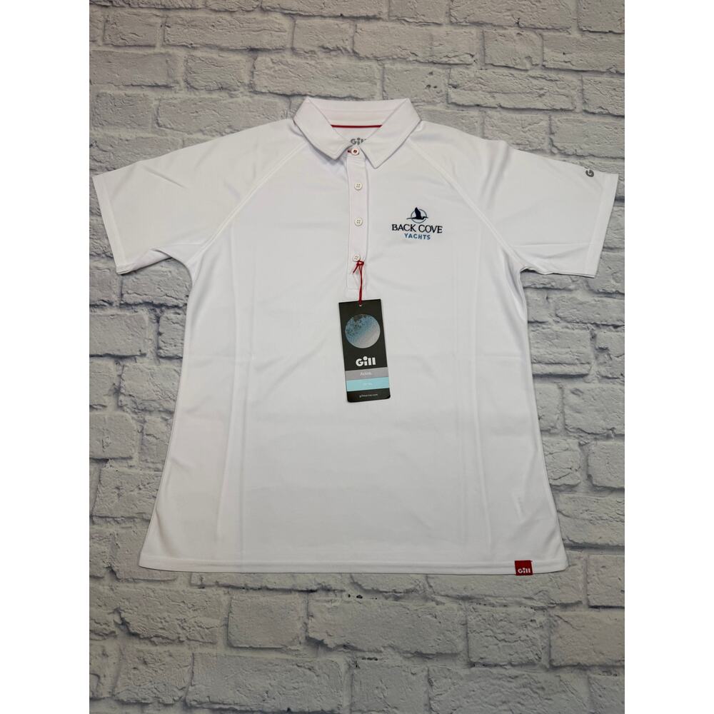 NWT Gill Back Cove Yachts UV Tec White  Short Sleeve Polo Women’s size 12 A591